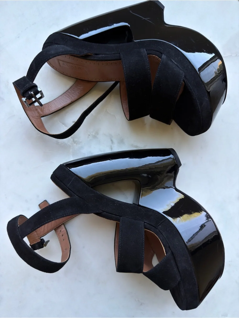 ALAIA Black Platform Cutout Sandals